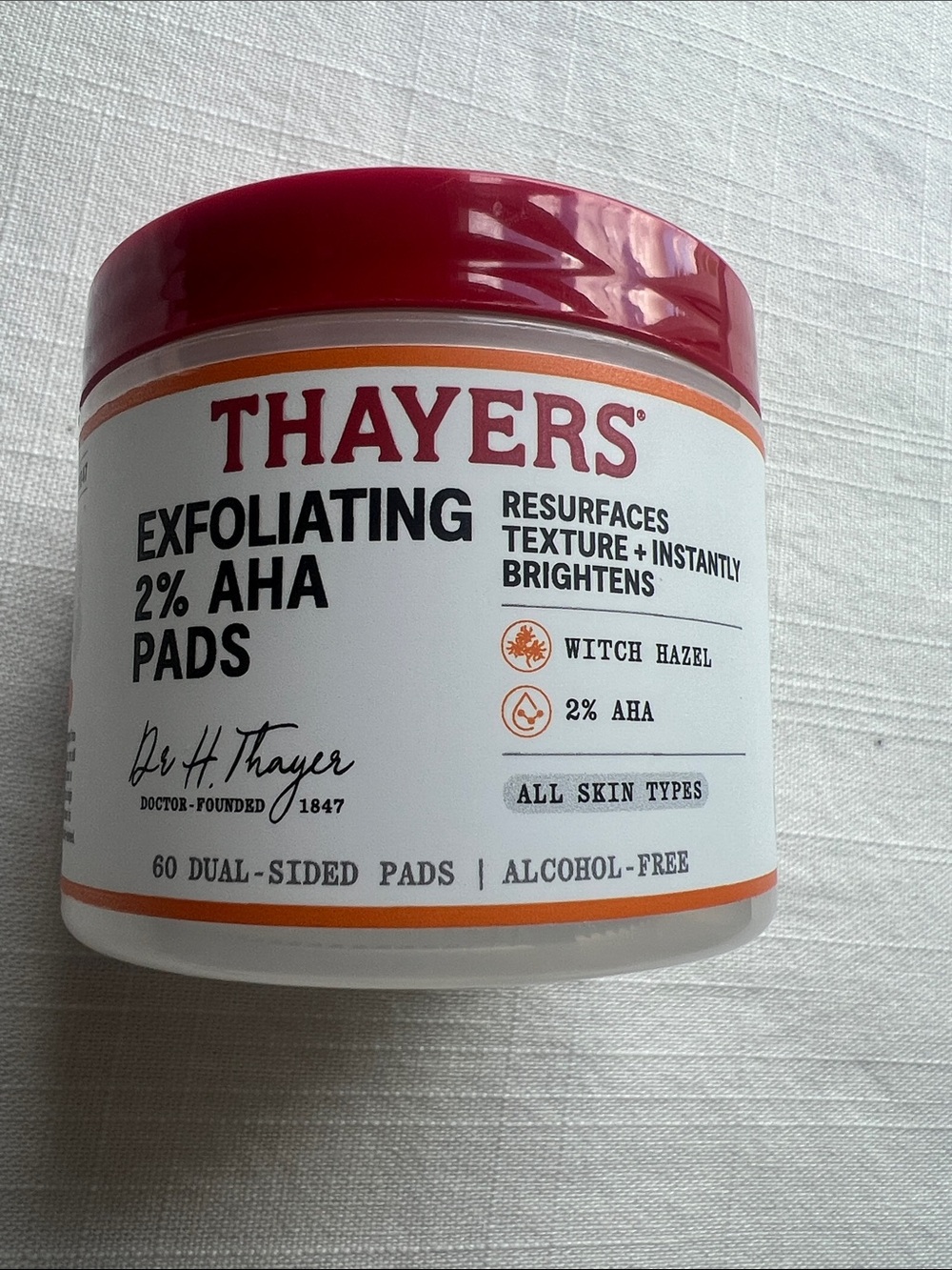 Thayers Exfoliating 2% AHA Pads Witch Hazel Alcohol Free 60 Count